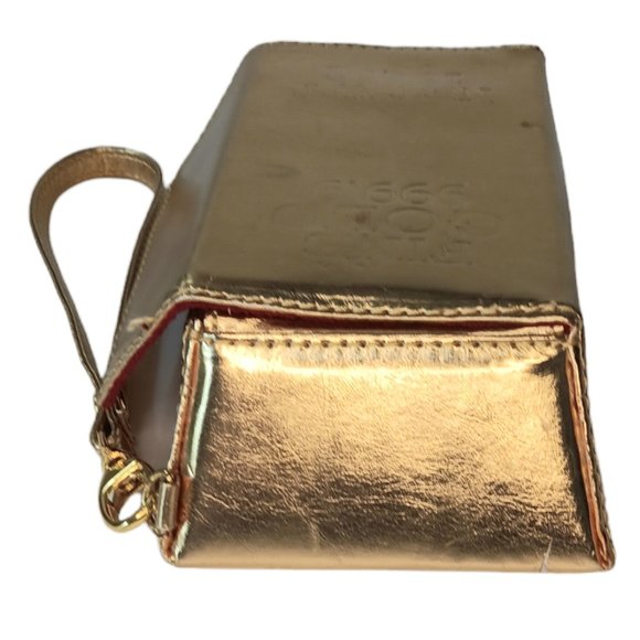 Gold Bar Purse Wristlet Clutch with Red Interior - Picture 5 of 12